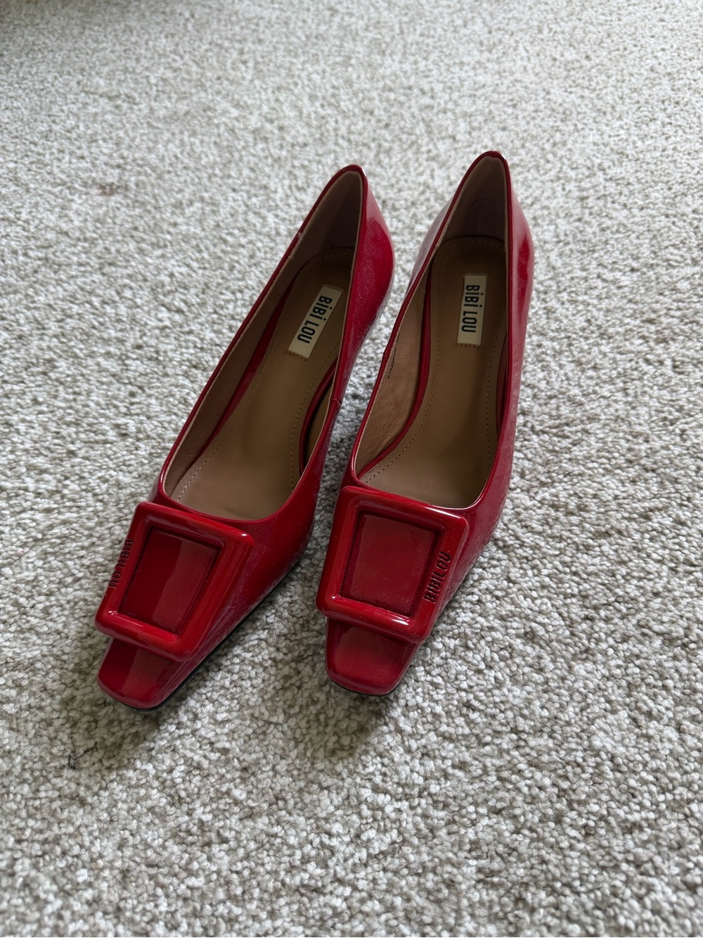 Bibi Lou Red Patent Buckle Pumps